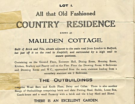 1933 Sale notice for house at Maulden